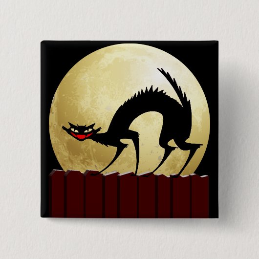 ハロウィーンブラックキャット/フルムーン 缶バッジ (正面)