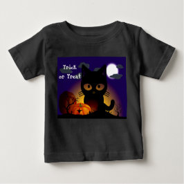 ハロウィーンブラックキャット ベビーTシャツ