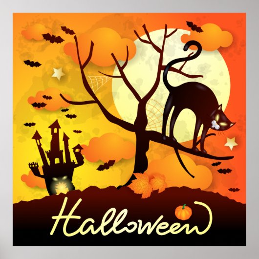 ハロウィーンブラックキャット ポスター (正面)