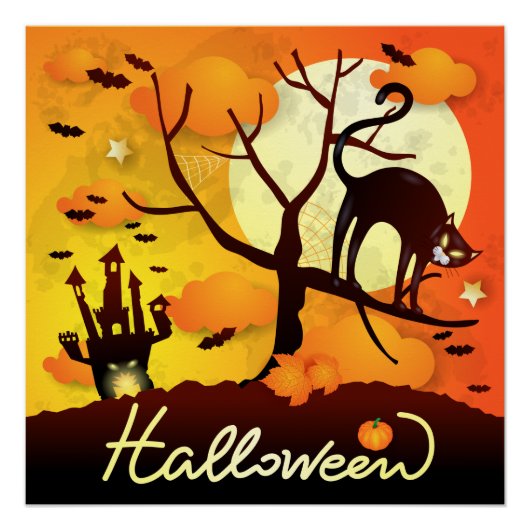 ハロウィーンブラックキャット ポスター (正面)