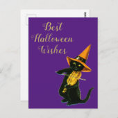 ハロウィーンブラックキャット ポストカード (正面/裏面)