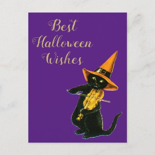 ハロウィーンブラックキャット ポストカード (正面)