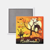 ハロウィーンブラックキャット マグネット (正面/裏面)