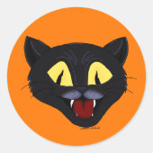 ハロウィーンブラックキャット ラウンドシール (正面)