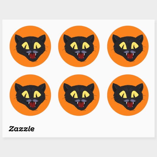 ハロウィーンブラックキャット ラウンドシール (シート)