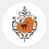 ハロウィーンブラックキャット ラウンドシール (正面)