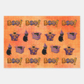 ハロウィーンブラックキャット ラッピングペーパーシート (正面3)