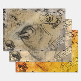 ハロウィーンブラックキャット、死とスパイダーエフェメラ ラッピングペーパーシート