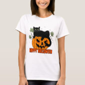 ハロウィーンブラックキャット Tシャツ (正面)