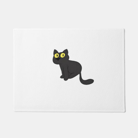 ハロウィーンブラッククラシックキャットTシャツ ドアマット (正面)