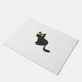 ハロウィーンブラッククラシックキャットTシャツ ドアマット (アングル)