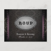 ハロウィーンブラックグレーパープルゴシックRSVPポストカード インビテーションポストカード (正面)