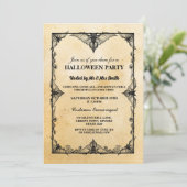 ハロウィーンブラックゴシックこうもりフレームパーティー招待状 招待状 (スタンド正面)