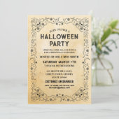 ハロウィーンブラックゴシックフレームパーティースカル 招待状 (スタンド正面)