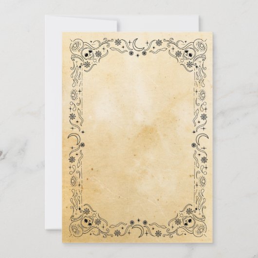 ハロウィーンブラックゴシックフレームパーティースカル 招待状 (裏面)