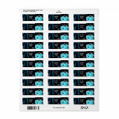 ハロウィーンブラックスカルオンブルーアイシングカップケーキ ラベル (フルシート)