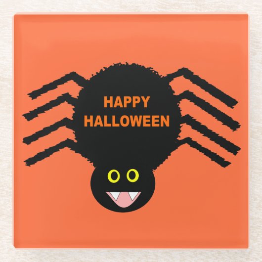 ハロウィーンブラックスパイダーガラスコースター ガラスコースター (正面)