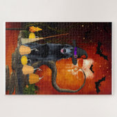 ハロウィーンブラックドイツシェパード ジグソーパズル (横)