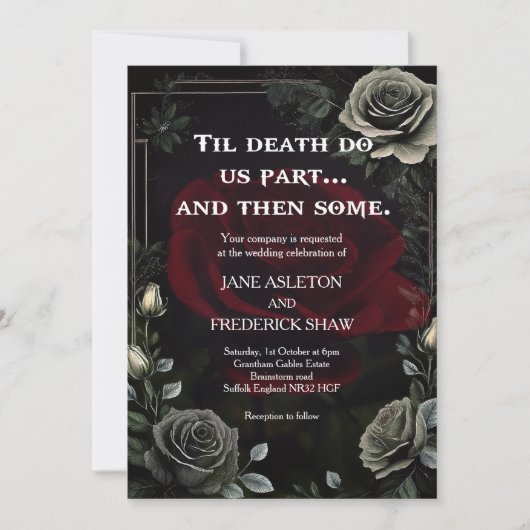 ハロウィーンブラックバラゴシック結婚式招待状 招待状 (正面)