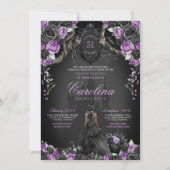 ハロウィーンブラックバラパープルプリンセスキンセアニェラ 招待状 (正面)