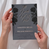 ハロウィーンブラックバラ結婚ゴシック箔 箔招待状