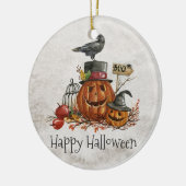 ハロウィーンブラックバードとカボチャ | オーナメント (左)