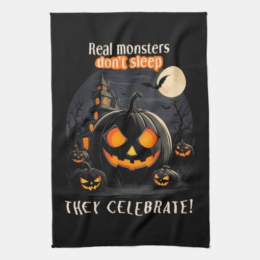 ハロウィーンブラックパンプキン キッチンタオル (縦)