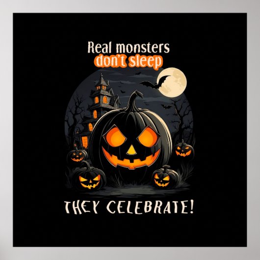 ハロウィーンブラックパンプキン ポスター (正面)