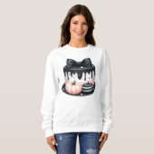 ハロウィーンブラックピンクケーキトリート不気味 スウェットシャツ (正面フル)