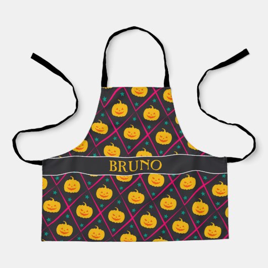 ハロウィーンブラックピンクパタミニマルーン エプロン (正面)