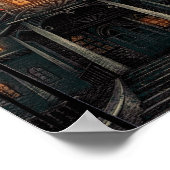 ハロウィーンブラックブルーオレンジマ幽霊のよく出るナー ポスター (角)