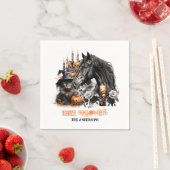 ハロウィーンブラックホースブラックキャットスプキー スタンダードカクテルナプキン (インサイチュ)