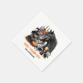 ハロウィーンブラックホースブラックキャットスプキー スタンダードカクテルナプキン (角)