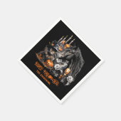 ハロウィーンブラックホースブラックキャットスプキー スタンダードカクテルナプキン (角)