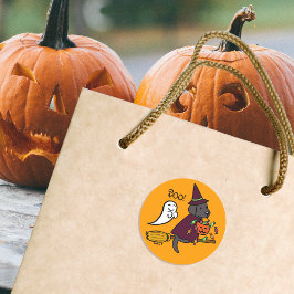 ハロウィーンブラックラブラドールとブルーム ラウンドシール