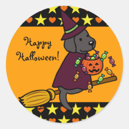 ハロウィーンブラックラブラドールとブロムスターズ ラウンドシール