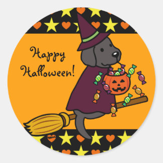 ハロウィーンブラックラブラドールとブロムスターズ ラウンドシール