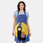 ハロウィーンブラックラマ エプロン (着用した状態)