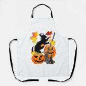 ハロウィーンブラック子猫かわいらしバッティング葉 エプロン (正面)