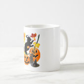 ハロウィーンブラック子猫かわいらしバッティング葉 コーヒーマグカップ (正面右)