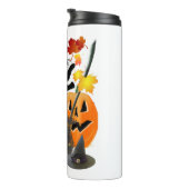 ハロウィーンブラック子猫かわいらしバッティング葉 タンブラー (回転右)