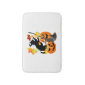 ハロウィーンブラック子猫かわいらしバッティング葉 バスマット (正面縦)