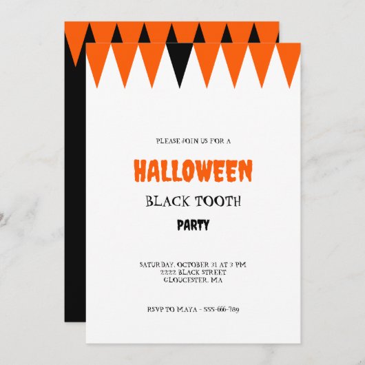 ハロウィーンブラック歯パーティー 招待状 (正面/裏面)