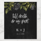 ハロウィーンブラック結婚フラワーズ ワインラベル (シングルラベル)