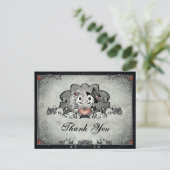 ハロウィーンブラック&グレースケルトンありがとう ポストカード (スタンド正面)