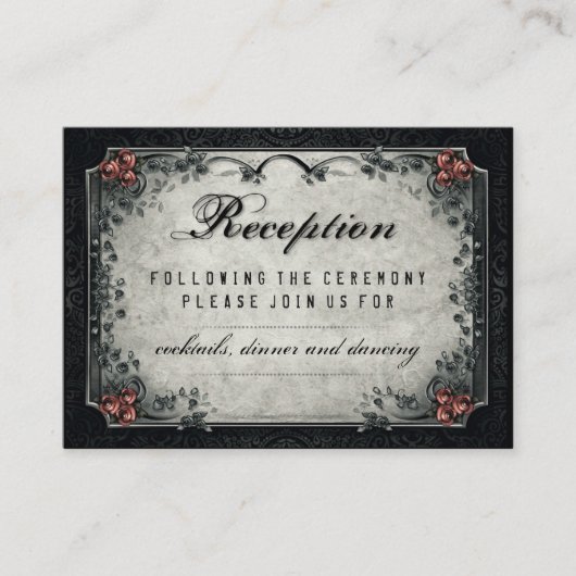 ハロウィーンブラック&グレーレッドローゼウェディングレセプション エンクロージャーカード (正面)