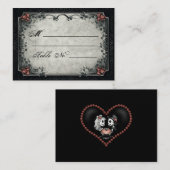 ハロウィーンブラック&グレーレッドローゼス座席表 プレイスカード (正面/裏面)