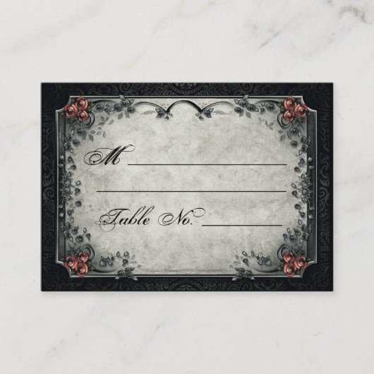 ハロウィーンブラック&グレーレッドローゼス座席表 プレイスカード (正面)