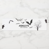 ハロウィーンブラック&ホワイトこうもり赤ちゃんシャワー ペットボトルラベル (シングルラベル)