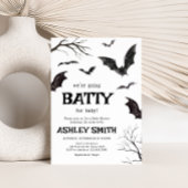 ハロウィーンブラック&ホワイトこうもり赤ちゃんシャワー 招待状